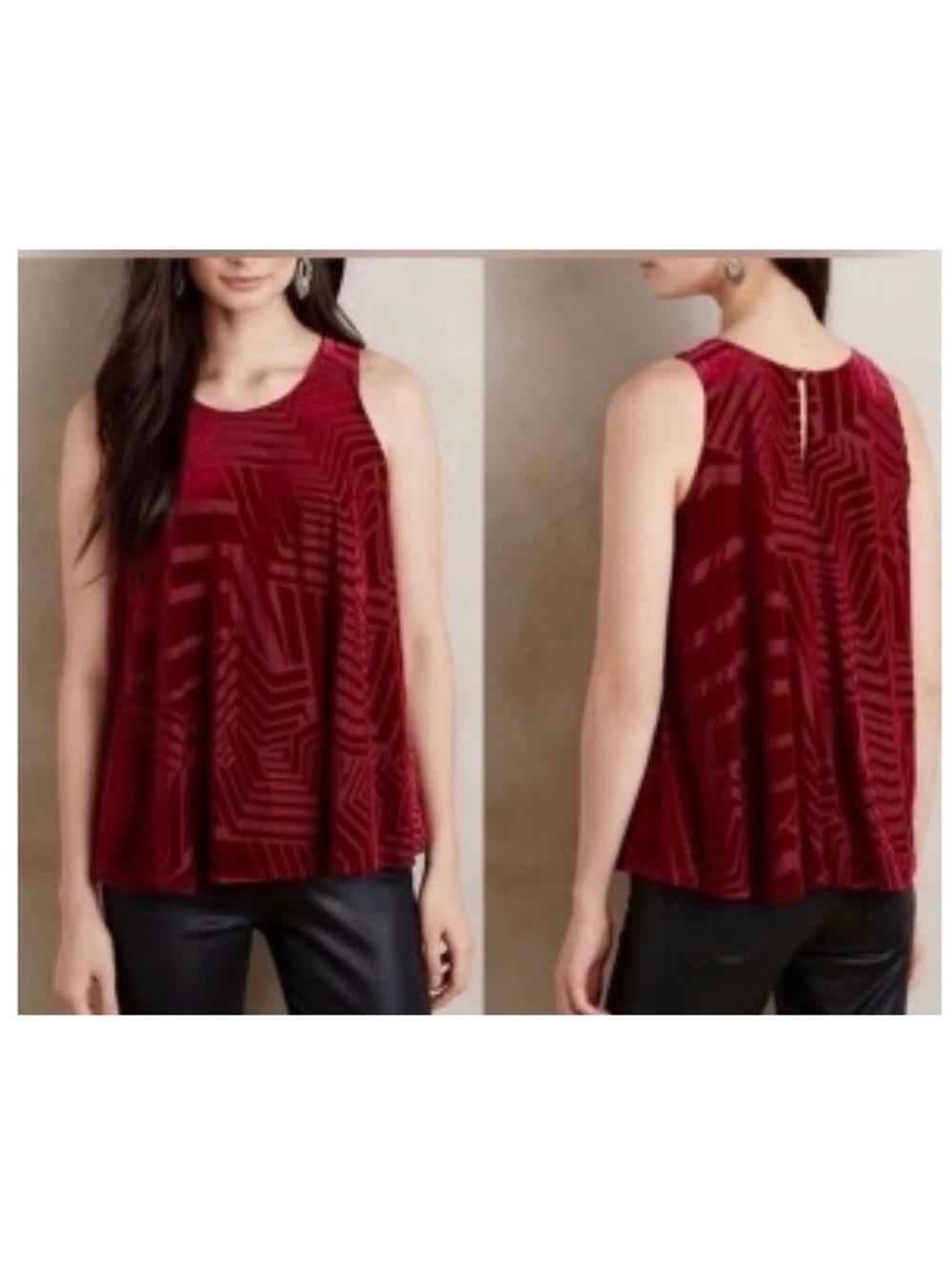 Sunday in Brooklyn Red Sleeveless Velvet Top Medium